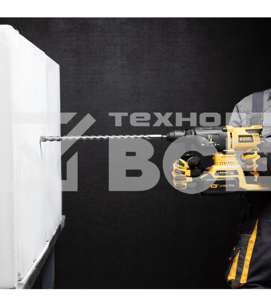 Бур по бетону Denzel двойная спираль, Cobalt W-tip, 20x460 мм, SDS PLUS