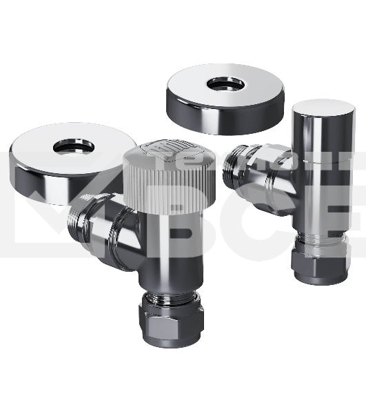 Набор термостатический угловой Royal Thermo Design Pro 15мм М30х1,5 (Хром)