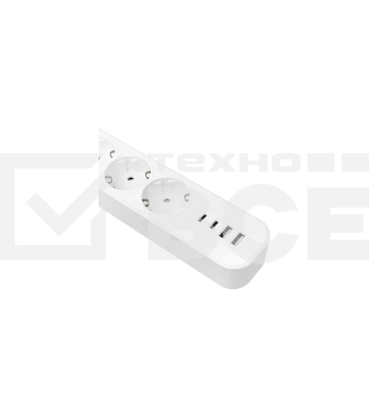 Удлинитель EKF UBA-LUX-515-TC 5х1.5 м IP20 2USB 2.4А+2type-C LUX 1.5 кв.мм