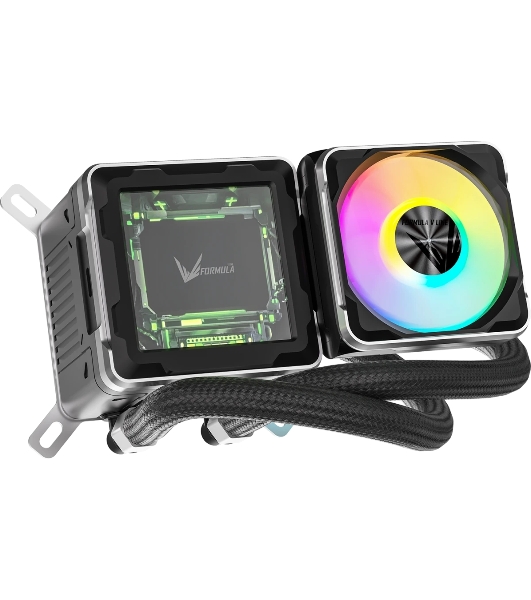 Система жидкостного охлаждения Formula V Line Cryo Wing Digi 240 BK, 240мм, LCD 2.73', 2x120мм, ARGB fans, LGA115X/1200/1700/1851/1366/2011/2066, AM3/AM4/AM5/Ryzen3/Ryzen5/Ryzen7/Threadripper/RT4