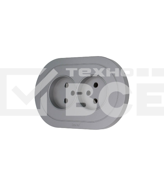 Розетка 2-м LEZARD СП OSEN без заземл. ПБТ, круглая, механизм, серый матовый 744-7400-128B