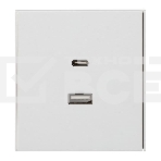 Розетка Kranz STRONG USB-A+Type-C 3А с функцией быстрой зарядки жемчуг, фото 1