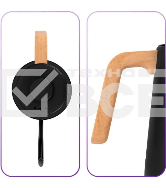 Чайник электрический Kitfort КТ-6726 1л. 1200Вт черный/дерево корпус: нерж.сталь/пластик