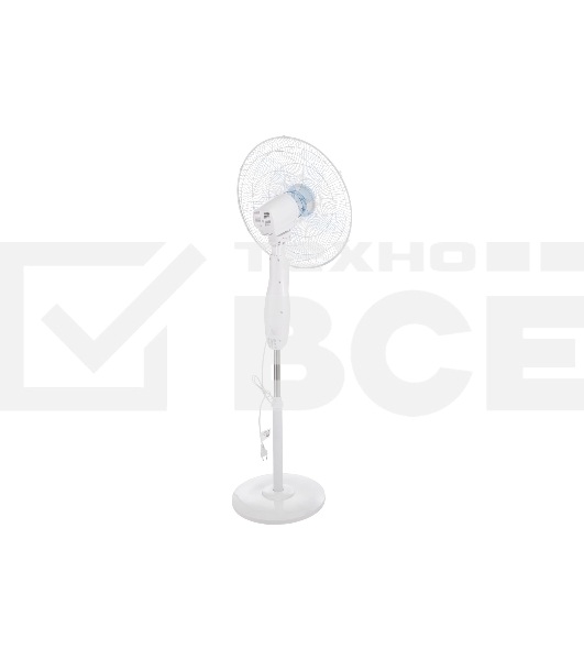 Вентилятор напольный DUX 60-0213 белый/синий 60 Вт, 5 лопастей, подставка круглая, д/у управление