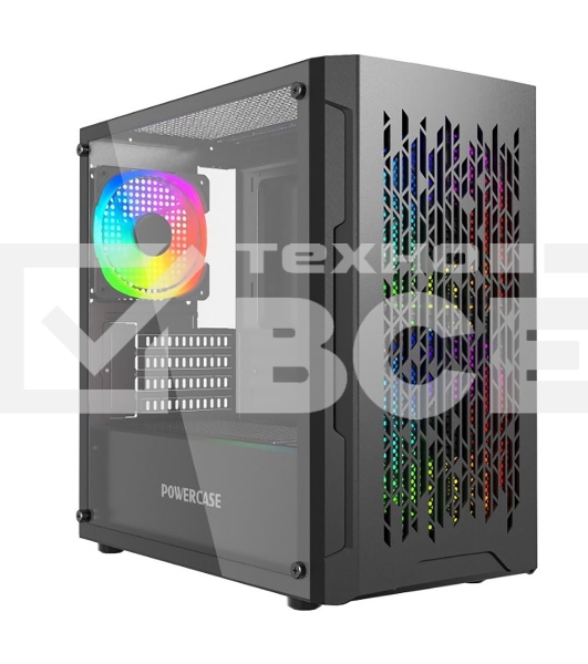 Корпус Powercase Mistral Micro D3B ARGB, Tempered Glass, 2x 140mm ARGB PWM+1x 120mm ARGB PWM, чёрный, mATX  (CMMDB-A3)