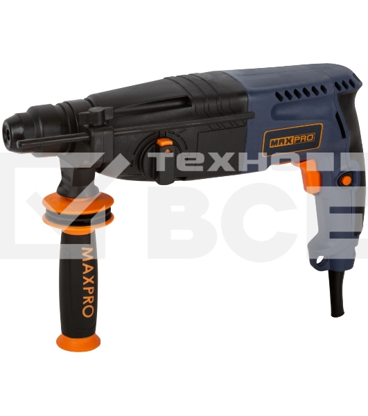 Перфоратор монтажный MAX-PRO MPRH620/24V 620 Вт, 0-1000 об/мин, 2,5 Дж, 3 режима, Д/Б/М-30/24/13, 2,8 кг, SDS-PLUS, антивибрационная ручка, резиновые вставки, рез