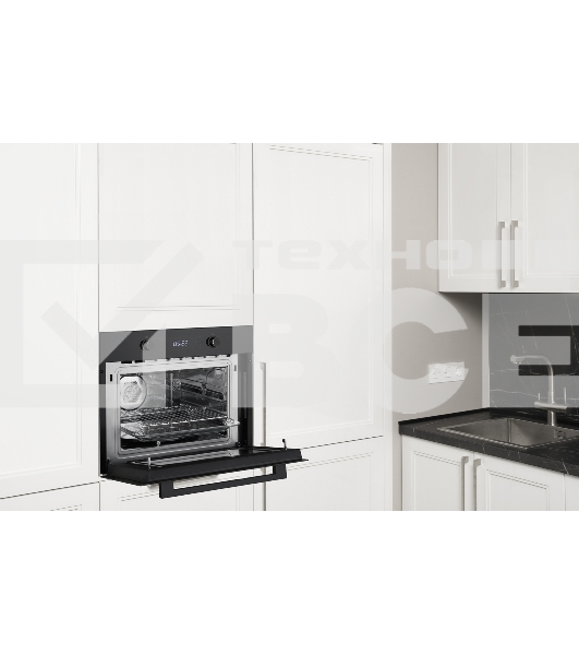 Духовой шкаф компактный с СВЧ встраиваемый Weissgauff OE 449 PDB Black Edition чёрный
