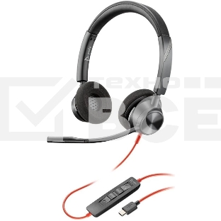 Гарнитура проводная Poly BW 3320 Stereo -M USB-C HS +USB-C/A черный