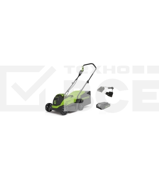 Газонокосилка аккумуляторная GreenWorks GD24LM33k4, 24v, 33 см, 1хАКБ 4Ач и ЗУ (2516107UB)