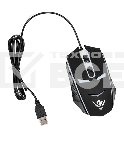 Мышь проводная Nakatomi MOG-02U черный, 1600 dpi, USB, кнопки - 5