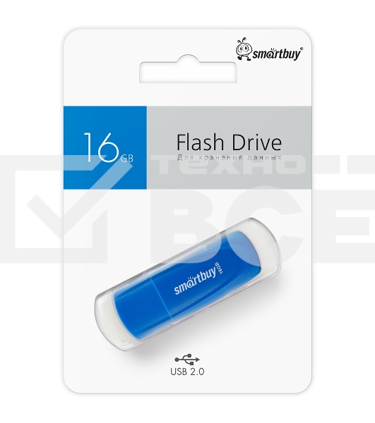 Флешка USB Smartbuy Scout Blue (SB016Gb2SCB), 16Gb, USB 2.0, R/W 15/12, синий
