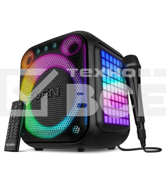 Портативная колонка SVEN PS-880, черный, 1.0, 110 Вт (RMS), Bluetooth, FM, USB, microSD, LED-дисплей, аккумулятор