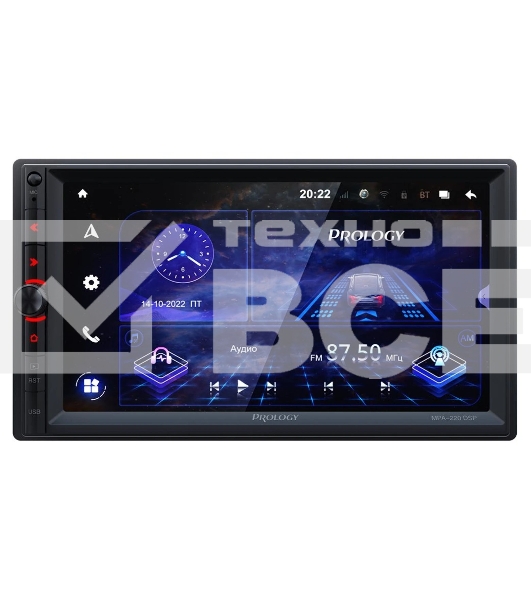 Автомагнитола Prology MPA-220 DSP, 2 DIN, 7', Android 10, Bluetooth, USB Type-A, AUX, GPS, 4G, пульт ДУ