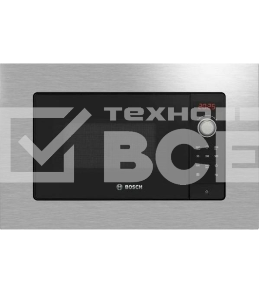 Микроволновая печь встраиваемая Bosch BFL623MS3 нержавеющая сталь, 20 л, 800 Вт, переключатели - поворотный механизм/сенсор