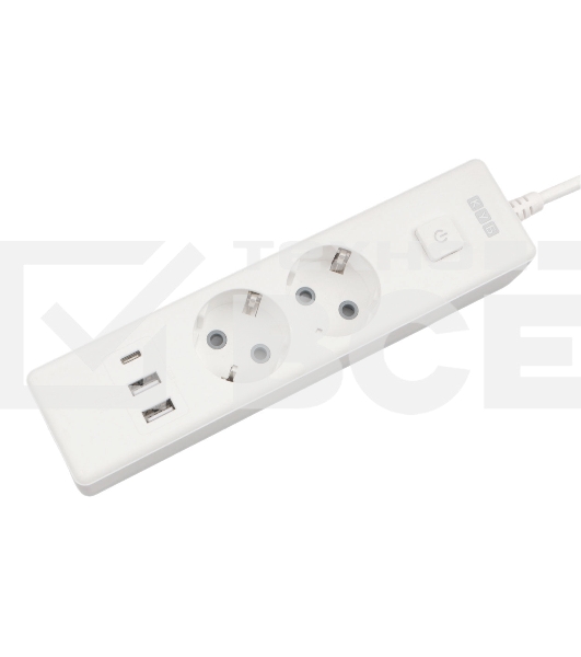 Бытовой удлинитель PowerCube, 2р с/з вык.,3USB, 3500 Вт, 16А, 1.9 м, 3*1,0 (белый) PC-4-2M