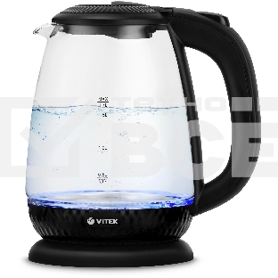 Чайник электрический Vitek VT-7074 1.7л. 2200Вт прозрачный/черный корпус: стекло/пластик