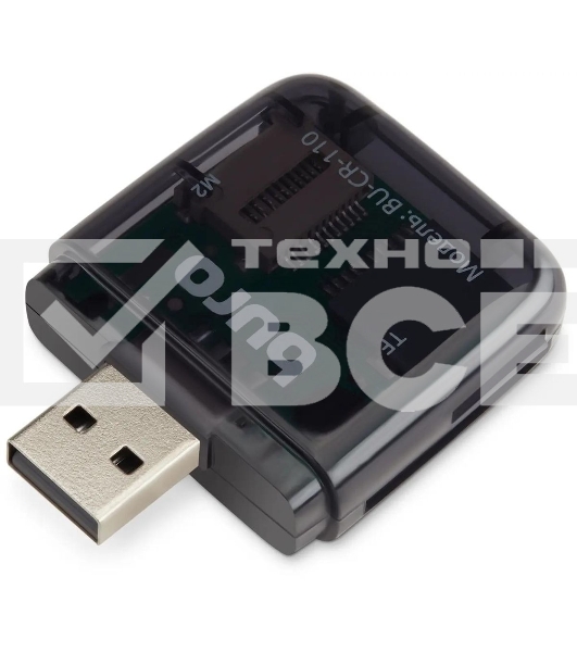 Кард-ридер Buro BU-CR-110 черный/MMC/MS/MS Duo/MS Micro M2/MS Pro/RS-MMC/SD/SDHC/TF/micro-SD/miсro-SDHC/USB 2.0/пластик