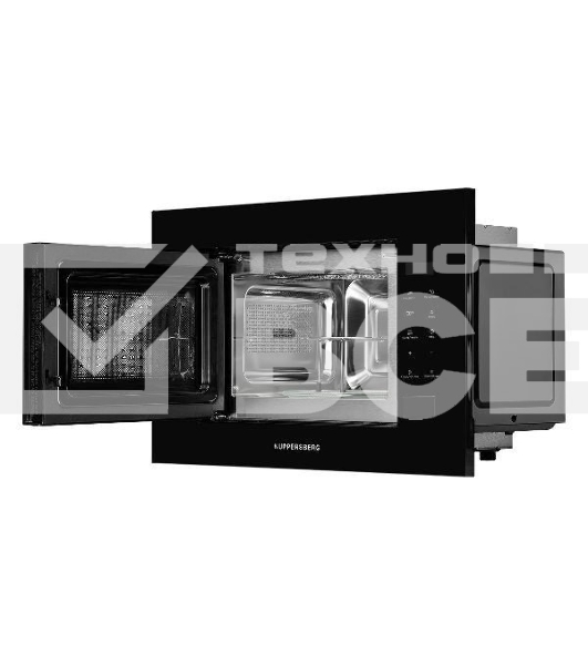 Встраиваемая микроволновая печь Kuppersberg HMW 620 B, объем 20 л, мощность 700 Вт, поворотный стол, High-Tech, 9 автоматических программ, гриль, сенсорное управление, черный