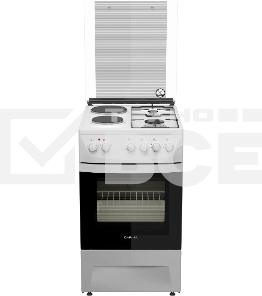 Плита комбинированная Darina 1D KM 241 337 W белый/черный, конфорок 4 шт, духовка 50 л, 50 см x 85 см x 60 см