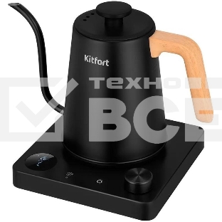 Чайник электрический Kitfort КТ-6726 1л. 1200Вт черный/дерево корпус: нерж.сталь/пластик