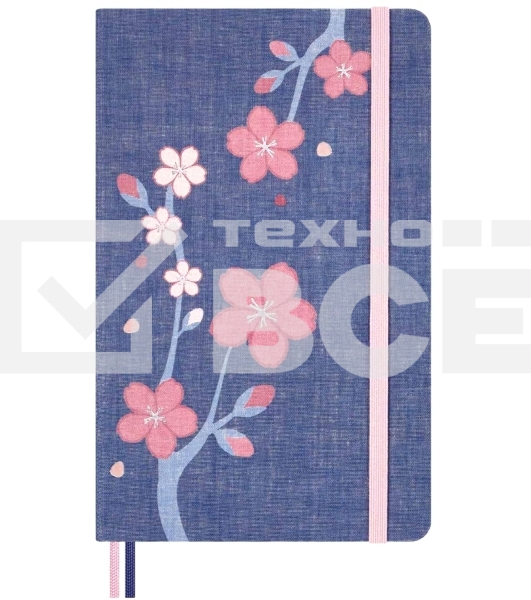 Блокнот Moleskine LIMITED EDITION SAKURA LESU08QP062 Large 130х210мм, обложка текстиль, 176 страниц, нелинованный, синий, 2025