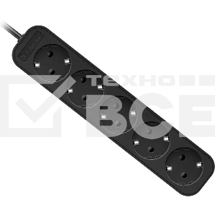 Удлинитель Defender с заземлением M518 1.8 м, 5 розеток, черный