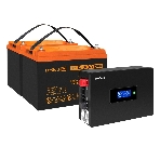 Комплект Источник бесперебойного питания EX295994RUS + батарея 100Aч EX285656RUS 2шт (инвертор, синус, для котла, PF=1, настенный) ExeGate IdealSine SR-1500.LCD.2SH 1500VA/1500W, чистая синусоида, цветной LCD-дисплей, 2*Schuko, крепление настенное, Black + батарея ExeGate HRL 12-100 (12В, 100А·ч) 2шт, фото 1