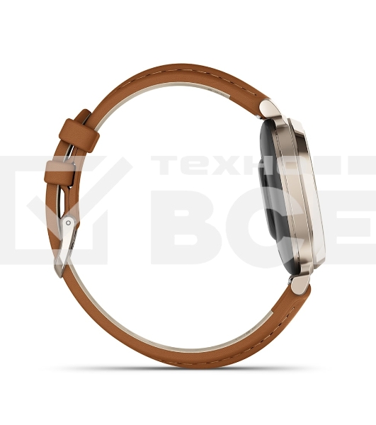 Смарт-часы Garmin Lily 2 Classic кремовое золото, коричневый кожаный ремешок 35,4мм