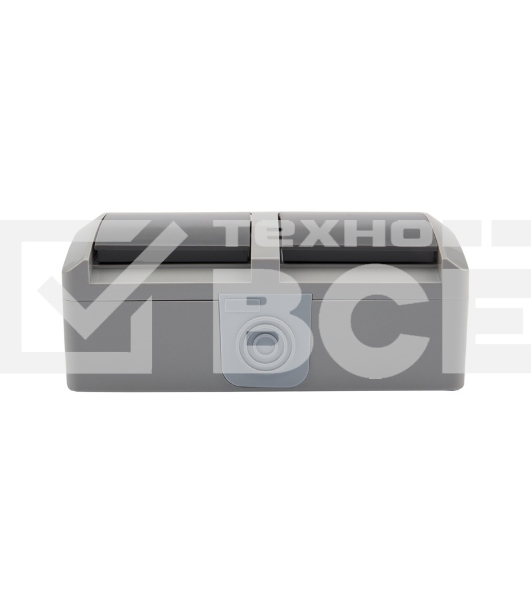 Блок из 2 розеток горизонтальный KRANZ INDUSTRIAL с заземлением открытой установки, IP54, серый