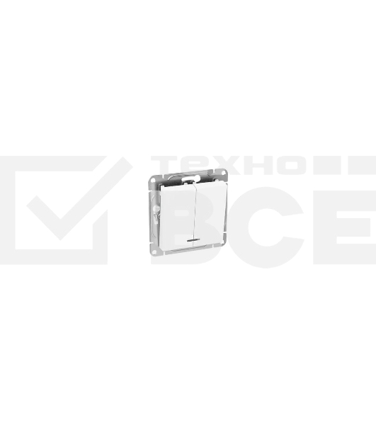 Механизм выключателя, двухклавишный EKF Эпика UP1-SWW-24 с подсветкой, белый