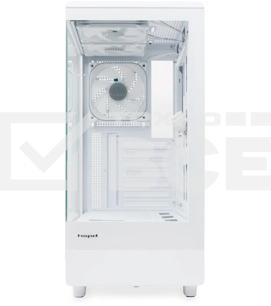Компьютерный корпус HSPD F510, Panoramic Mid Tower, белый, TG, 0.5 SPCC, 3x120мм ARGB ATX, mATX, mITX 180/280/160мм 1x2.5', 1x3.5', 7xPCI 2xUSB-A 3.0 356x218x467мм