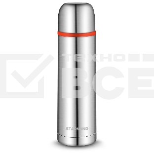 Термос для напитков Starwind 10-500 0.5 л, серебристый/красный, картонная коробка