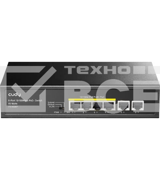 Коммутатор Cudy FS1006P (L2) 6x100Мбит/с 4PoE+ 60W неуправляемый