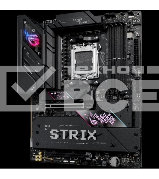 Материнская плата ASUS ROG STRIX B850-E GAMING WIFI, AM5, AMD B850, 4xDDR5, 4xSATA, 5xM.2, 1xPCI-E 5.0 x16, 1xPCI-E 4.0 x16, 1xRealtek 5Gb Ethernet, 1xUSB-C 4, 1xUSB-C 20Gbps, 6xUSB-A 10Gbps, 4xUSB-A 2.0, 3x3.5 мм, 7.1, ATX
