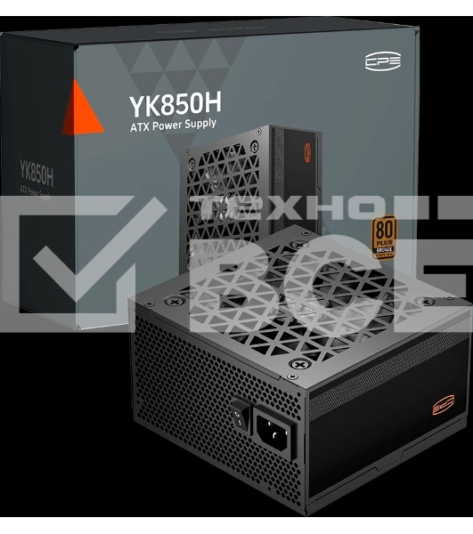 Блок питания ПК Power Supply PCCooler, 850W 80+ Bronze (ATX, ATX 3.1, Non-modular, 1x24(20+4)pin 550мм, 2xCPU*2 8(4+4)pin 650мм, 4xPCIe*2 8(6+2)pin 500+120мм, 1x12V-2x6 600мм, 8xSATA*3+MOLEX4pin*2, Active, 120x120мм, 140x150x86mm, APFC, OVP/UVP/OCP/SCP/OTP/OPP/SPD)