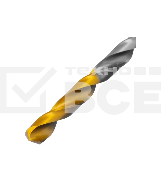 Сверло спиральное по металлу Denzel 5 x 86мм, Р6М5, Golden Tip