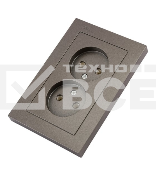 Розетка 2-м AtlasDesign без заземл. 16А в сборе мокко SchE ATN000620