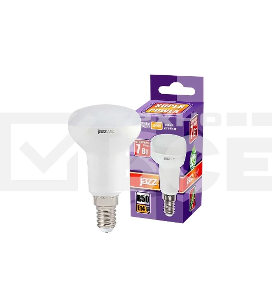 Лампа светодиодная JazzWay PLED-SP R50 7Вт 3000К теплый белый E14 540лм 230В