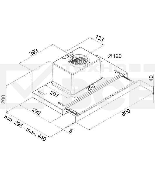 Вытяжка встраиваемая Maunfeld Ouse Touch Glass 60 черный, 60 см, 750 куб. м/ч, 48 дБ