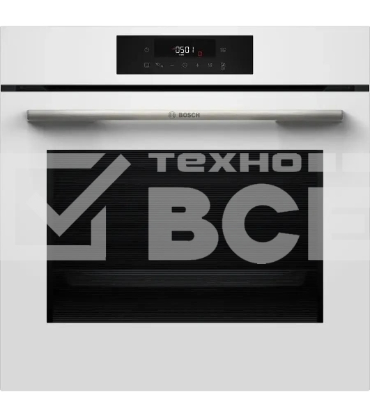 Духовой шкаф электрический Bosch HJG852YW0T Serie 6, 60 см, 66 л, белый,сенсорное управление, 8 режимов+AutoPilot 30(30 автоматических программ), LCD-дисплей, галогенное освещение, самоочистка EcoClean,Soft Open and Soft Close door,телескопические направляющие на 2 уровнях