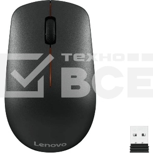 Мышь беспроводная Lenovo 400 черный, 1200 dpi, радиоканал, USB, кнопки - 3