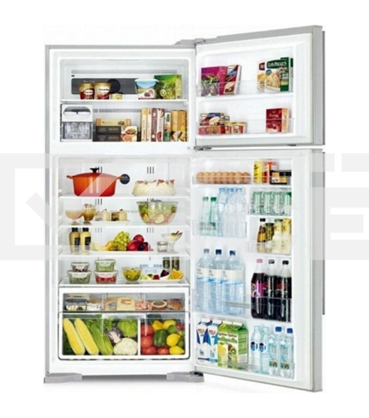 Холодильник Hitachi R-VG660PUC7-1 GPW белый стекло двухкамерный инвертер 405/145л морозилка сверху No Frost