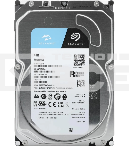 Жесткий диск Seagate 4TB  Skyhawk (ST4000VX016) OEM {Serial ATA III, 5400 rpm, 256mb, для видеонаблюдения}