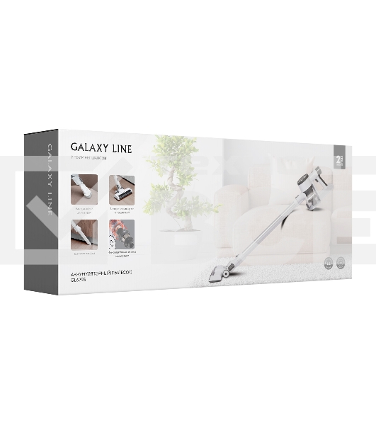 Пылесос вертикальный Galaxy Line GL 6295 белый/серый, питание от аккумулятора, 30 Вт, уборка сухая, пылесборник 0.7 л, работа от АКБ max - 40 мин