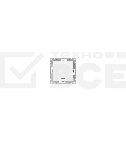 Механизм выключателя, двухклавишный EKF Эпика UP1-SWW-24 с подсветкой, белый