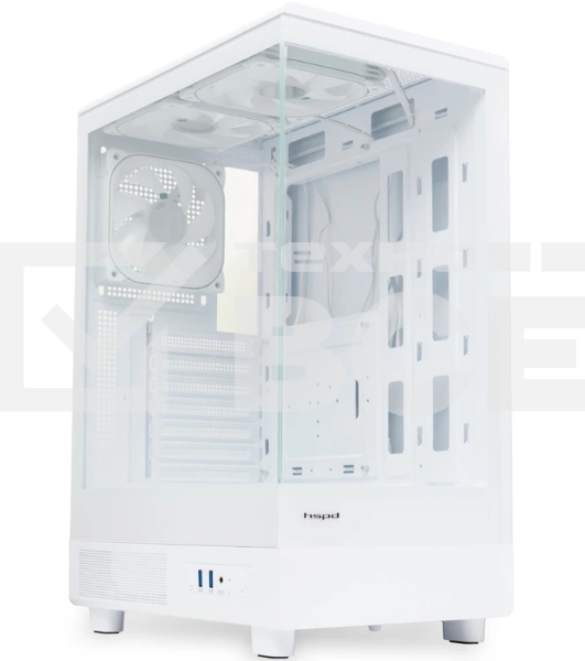 Компьютерный корпус HSPD F510, Panoramic Mid Tower, белый, TG, 0.5 SPCC, 3x120мм ARGB ATX, mATX, mITX 180/280/160мм 1x2.5', 1x3.5', 7xPCI 2xUSB-A 3.0 356x218x467мм