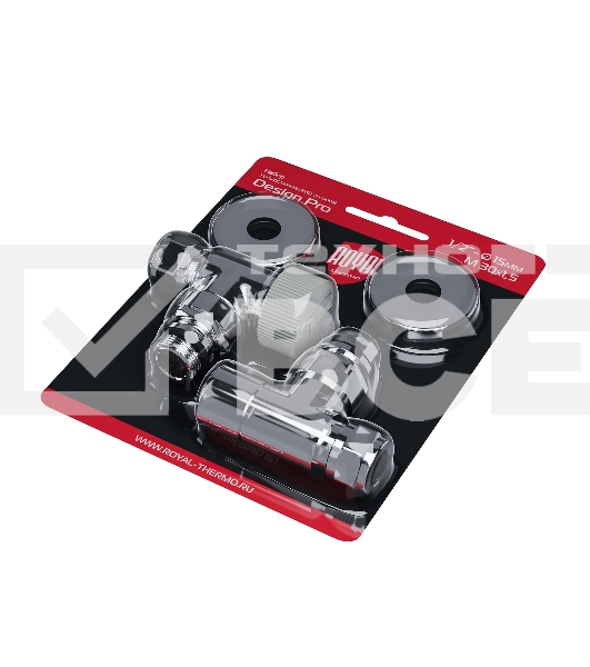 Набор термостатический угловой Royal Thermo Design Pro 15мм М30х1,5 (Хром)