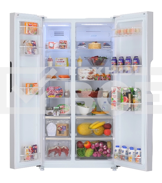 Холодильник Maunfeld MFF177NFW белый глянец двухкамерный 263/170л морозилка сбоку, No Frost, Side by Side