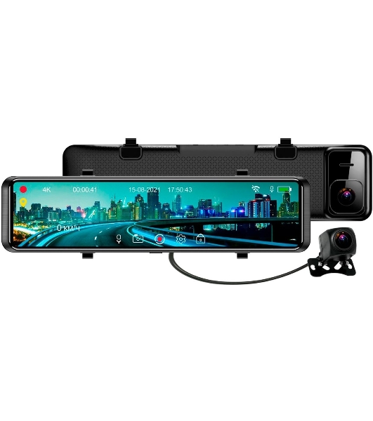 Видеорегистратор TrendVision MR-4K, 3840x2160, 11', с камерой заднего вида, GPS/ГЛОНАСС, Wi-Fi, G-сенсор, датчик движения, GPS-информатор