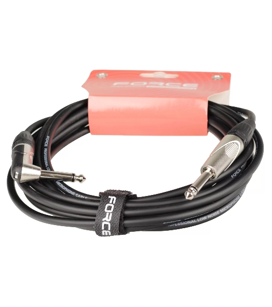 Кабель гитарный FORCE FGC-09/4.5L1/4' TS Jack - 1/4' TS Jack угловой, высококачественный, малошумящий с проводниками из безкислородной меди OFC, диаметр 6 мм, профессиональные металлические разъемы, длина 4,5 м
